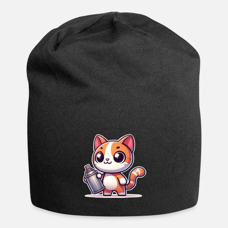 Katze Graffiti - Jersey-Beanie - Schwarz