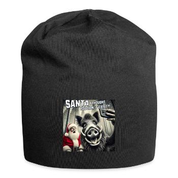 Katzen Selfie- Santa selfie Weihnachten - Jersey-Beanie - Schwarz - Vorne