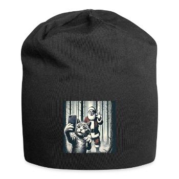 Chats Selfie Père Noël - Bonnet en jersey - noir - Devant