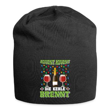 ADVENT ADVENT DIE KEHLE BRENNT Lustiges Glühwein - Jersey-Beanie - Schwarz - Vorne