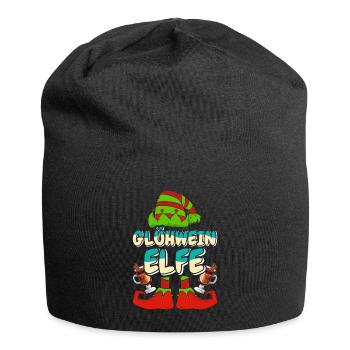 Weihnachtsmarkt GLÜHWEIN ELFE Lustiges Weihnachts - Jersey-Beanie - Schwarz - Vorne