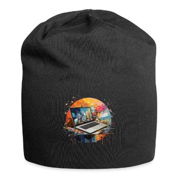 ordinateur portable calculatrice ordinateur - Bonnet en jersey - noir - Devant