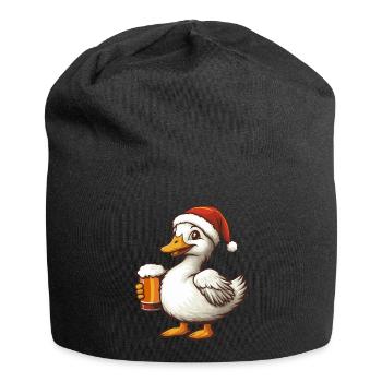Oie Bière de Noël Drôle - Bonnet en jersey - noir - Devant