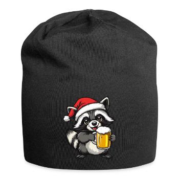 Raccoon Christmas Beer Funny - Jersey Beanie - black - Front