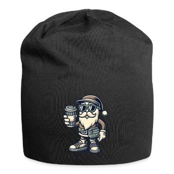 Snob Santa Claus with coffee - Jersey Beanie - black - Front