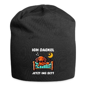 Chien Teckel Teckel Amis Lit Fatigué Sommeil Tenue - Bonnet en jersey - noir - Devant