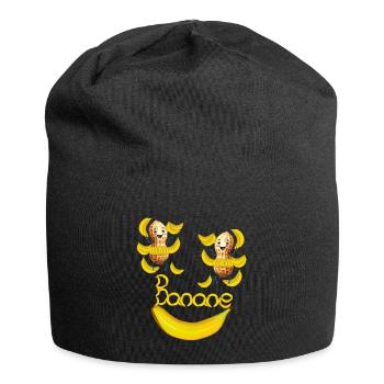 Erdnüsse Erdnuss Banane Bananen - Jersey-Beanie - Schwarz - Vorne
