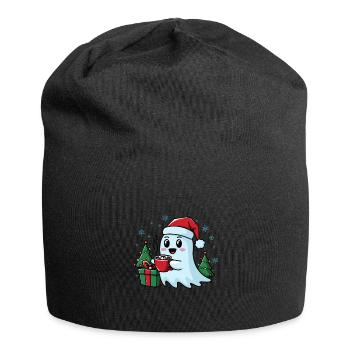 Weihnachtlicher Geist Mit Kakao Und Weihnachtsbaum - Jersey-Beanie - Schwarz - Vorne
