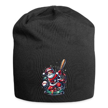 Santa Claus Playing Baseball Motif - Jersey Beanie - black - Front