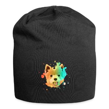 Yorkshire Terrier Farbenfroh - Jersey-Beanie - Schwarz - Vorne