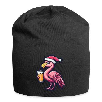 Flamingo Weihnachten Bier Lustig - Jersey-Beanie - Schwarz - Vorne