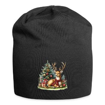 Festliche Weihnachtsstimmung Mit Hirsch - Jersey-Beanie - Schwarz - Vorne