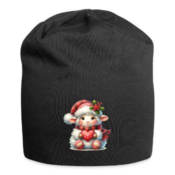 Mignon mouton de Noël avec coeur - Bonnet en jersey - noir - Devant