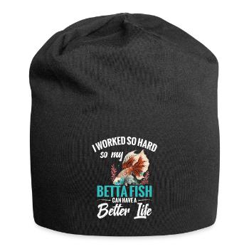 I'm working hard to make my betta fish a - Jersey Beanie - black - Front