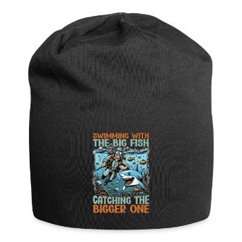 Chasse au requin Nager avec le gros poisson nageur - Bonnet en jersey - noir - Devant