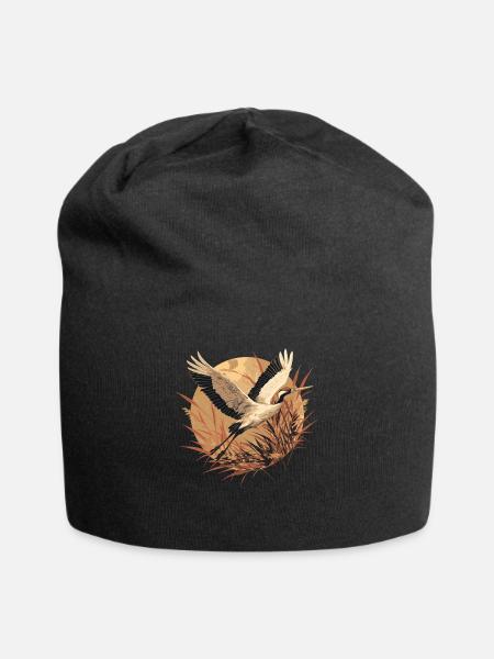 Kraniche Kranich - Jersey-Beanie - Schwarz