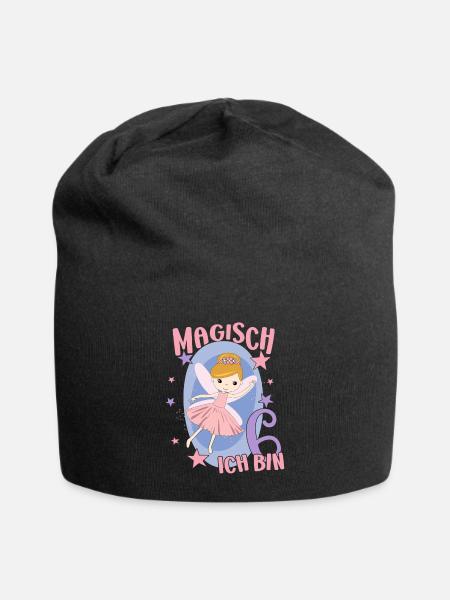 6 Jahre Mädchen 6. Geburtstag Fee Geburtstagsshirt - Jersey-Beanie - Schwarz