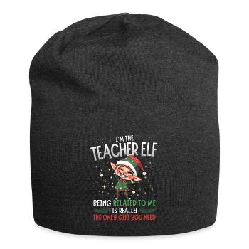 weihnJe suis l’elfe enseignant - Partenaire Look Noël - Bonnet en jersey - charbon - Devant