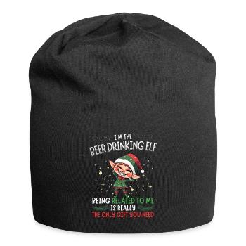 weihnaI'm the Beer Drinking Elf: Partnerlook Weihn - Jersey-Beanie - Schwarz - Vorne
