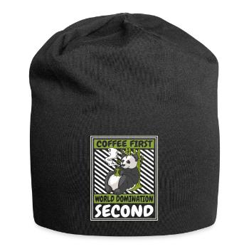 Coffee First World Domination Second Panda Bear - Jersey Beanie - black - Front