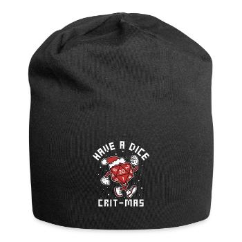 Würfel kritisch - Jersey-Beanie - Schwarz - Vorne