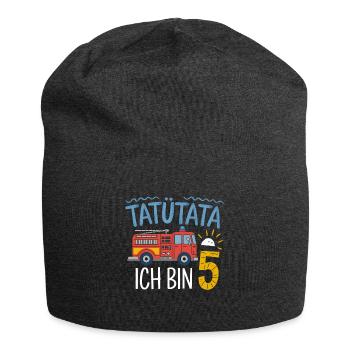 Tatütata Feuerwehr 5. Geburtstag - Jersey-Beanie - Anthrazit - Vorne