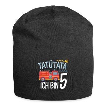 Tatütata Feuerwehr 5. Geburtstag - Jersey-Beanie - Anthrazit - Vorne