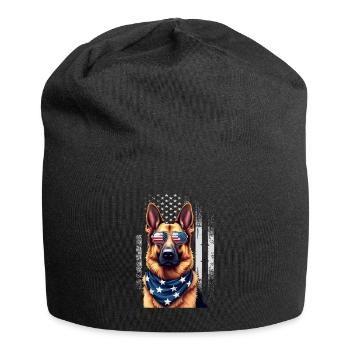 German Shepherd American Flag Sunglasses Patriot - Jersey Beanie - black - Front