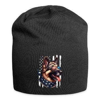 Amour de chien de drapeau américain de berger allemand - Bonnet en jersey - noir - Devant