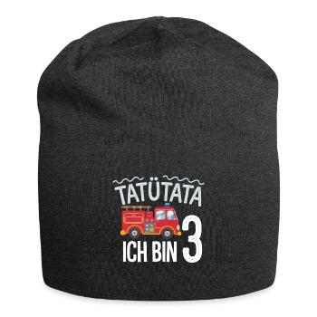 Tatütata Feuerwehr 3. Geburtstag - Jersey-Beanie - Anthrazit - Vorne