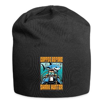 Shark Hunting Coffee Before Swimming Coffee Lover - Jersey Beanie - black - Front