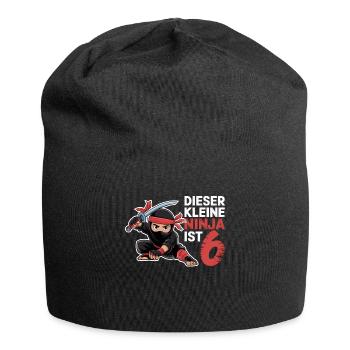 This Little Ninja Is 6 Birthday Shirt - Jersey Beanie - black - Front