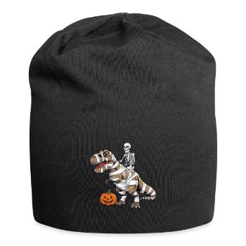 Halloween squelette chevauchant dinosaure - Bonnet en jersey - noir - Devant