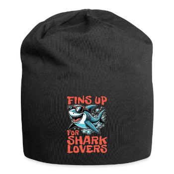 Shark Enthusiast Fins Up For Shark Marine Life - Jersey Beanie - black - Front
