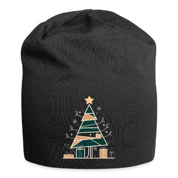 Noël minimaliste – Sapin de Noël en géométrie - Bonnet en jersey - noir - Devant