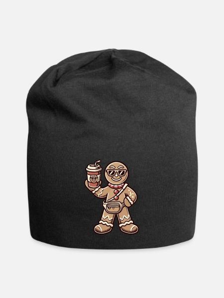 Funny Gingerbread Snob Christmas Fun - Jersey Beanie - black