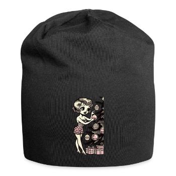 Weihnachtliches Pin-Up Motiv Retro Vintage - Jersey-Beanie - Schwarz - Vorne