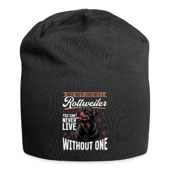 Drôle de rottweiler amoureux du propriétaire de chien - Bonnet en jersey - noir - Devant