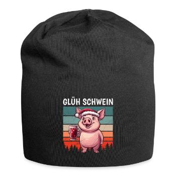 Glühwein Liebhaber GLÜH SCHWEIN Lustiges - Jersey-Beanie - Schwarz - Vorne