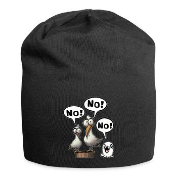 no, nope, maybe later, saying, funny, fun - Jersey Beanie - black - Front