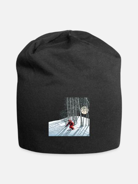 Nachtskifahren Night Skiing - Jersey-Beanie - Schwarz
