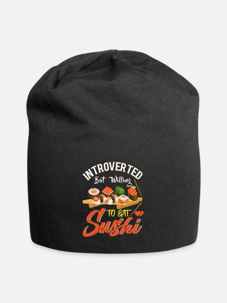 Japanese Food Lover Introverted But Willing To Eat - Jersey Beanie - black