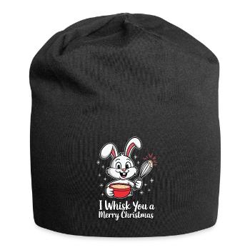 I Whisk You a Merry Christmas Christmas Bunny - Jersey Beanie - black - Front