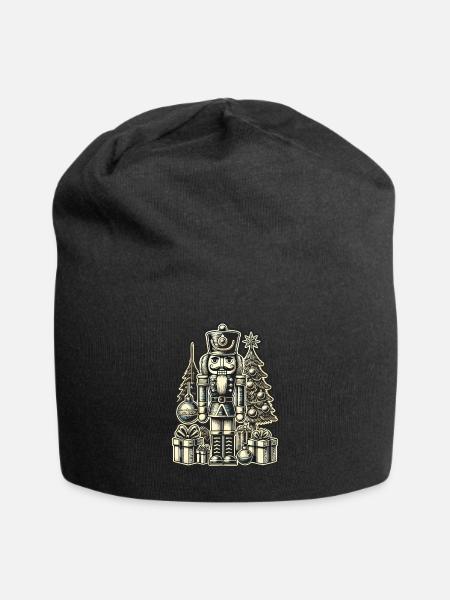 Weihnachtlicher Nussknacker Mit Tannenbaum - Jersey-Beanie - Schwarz