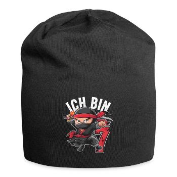 This Little Ninja Is 7 Birthday Shirt - Jersey Beanie - black - Front