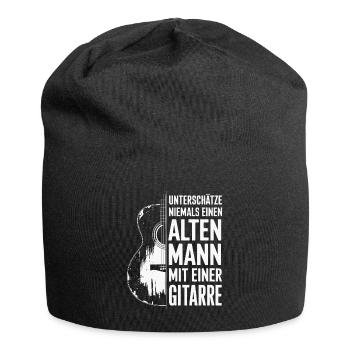 Alter Mann und Gitarre, Gitarren Spieler Gitarrist - Jersey-Beanie - Schwarz - Vorne