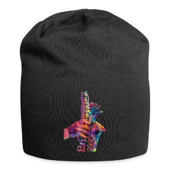 Saxophon - Jersey-Beanie - Schwarz - Vorne