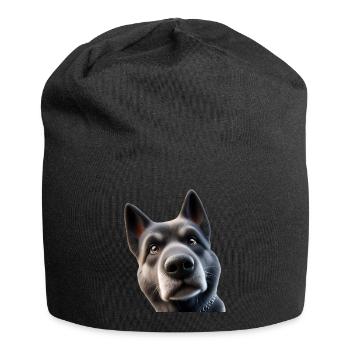 Tête de chien 2 - Bonnet en jersey - noir - Devant