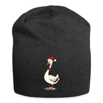 Oie festive avec chapeau de père Noël - Bonnet en jersey - charbon - Devant