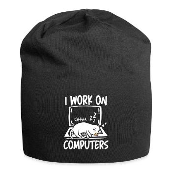 I work on computers - Jersey-Beanie - Schwarz - Vorne